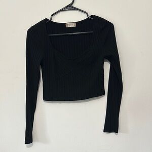 Altered state Black Ribbed Long Sleeve Top